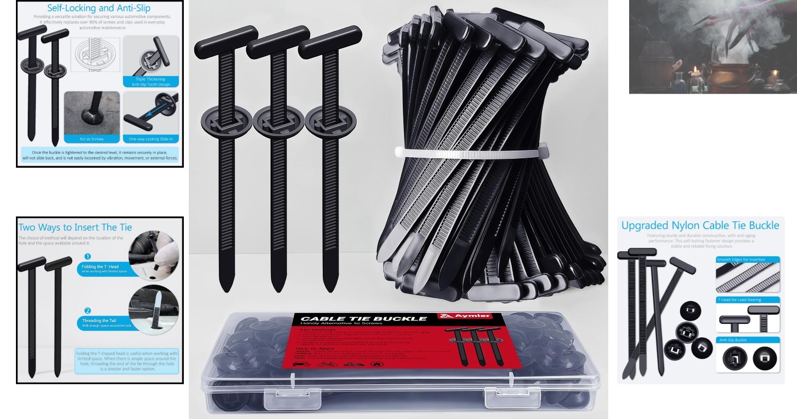 Compact 30PCS Heavy-Duty Nylon Self-Locking Cable Tie Buckles for Repairs