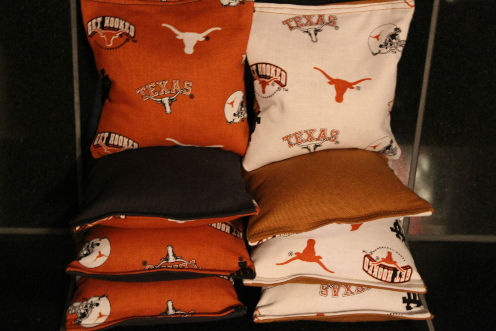 TEXAS LONGHORNS Set of 8 CORNHOLE BEAN BAGS GAME Top Quality Handmade! New!
