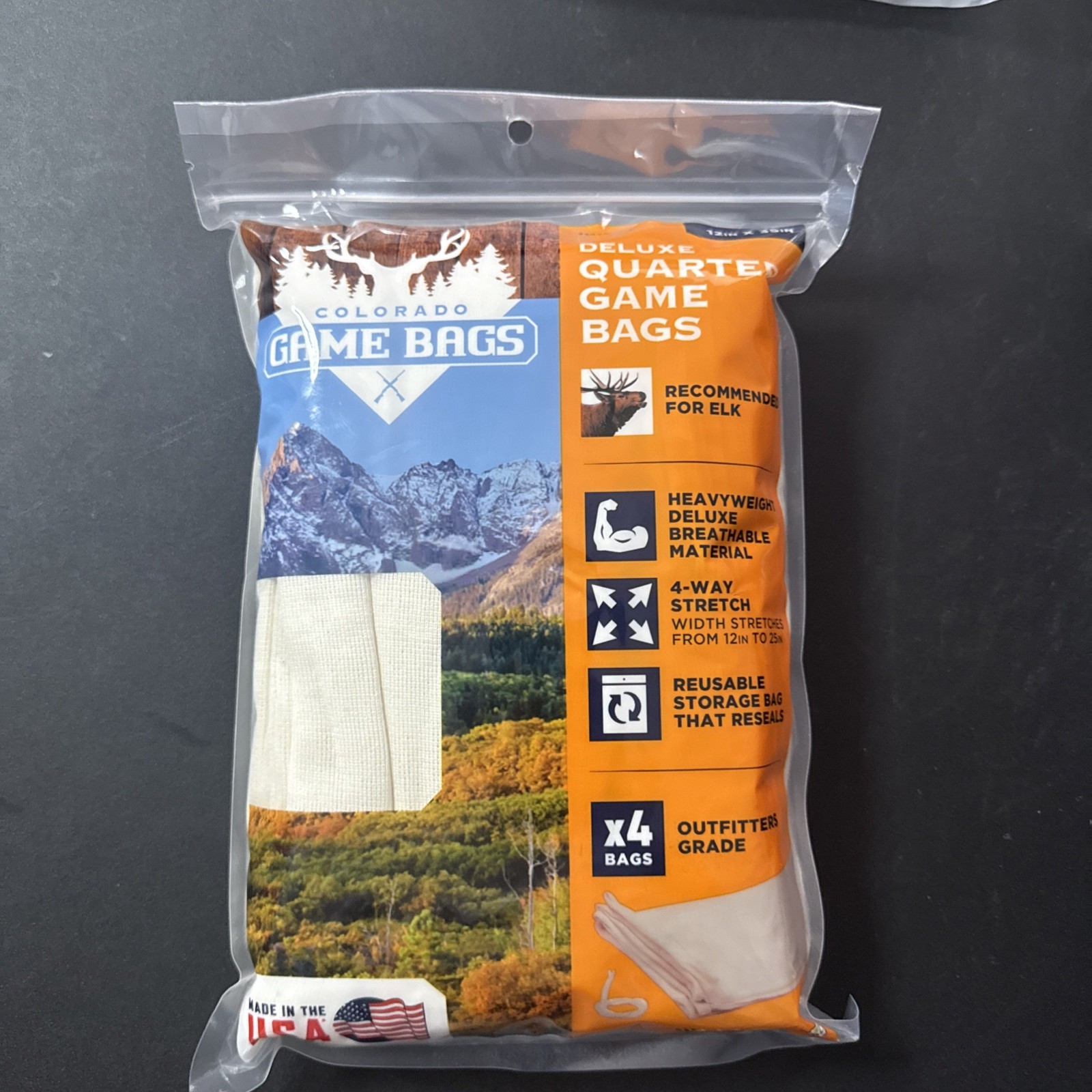 4-Pack ALLEN Colorado Deluxe Quarter Game Bags for Elk Hunting 12” x 35”