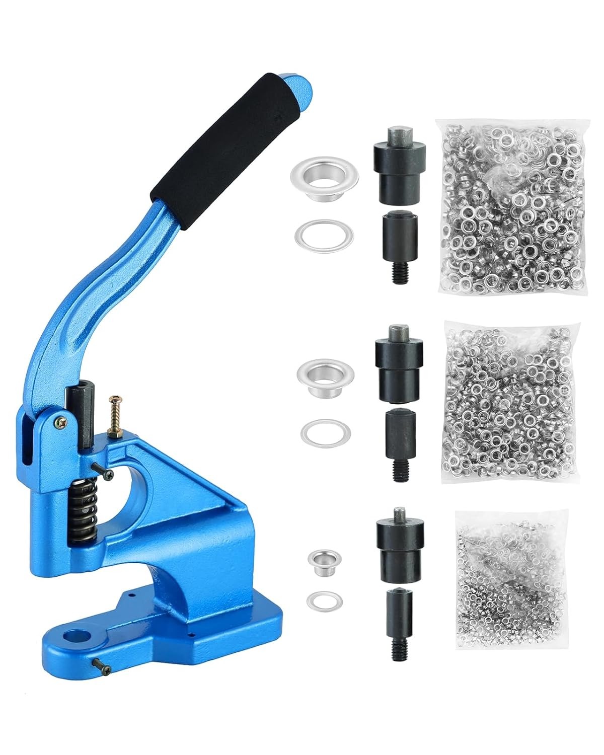 Heavy Duty Hand Press Grommet Machine | 3 Dies Grommet Tool Kit (#0, #2, #4) wit