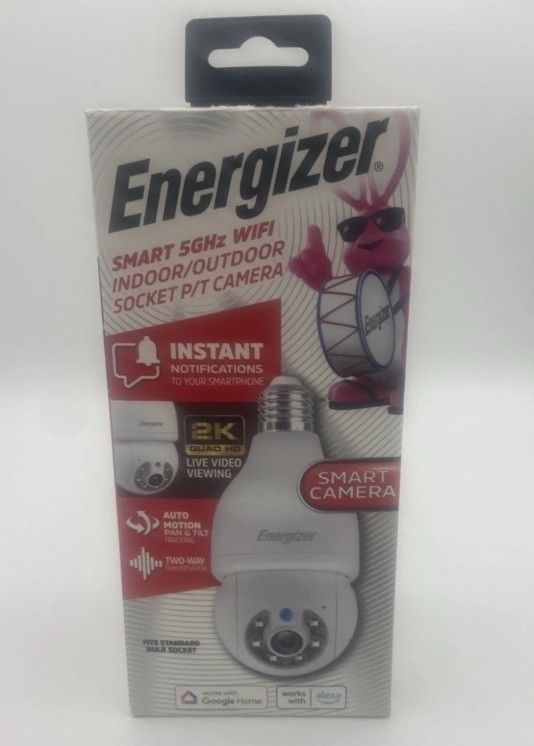 NEW Energizer Smart Camera Wi-Fi Indoor Outdoor Fits Bulb Socket with Voice