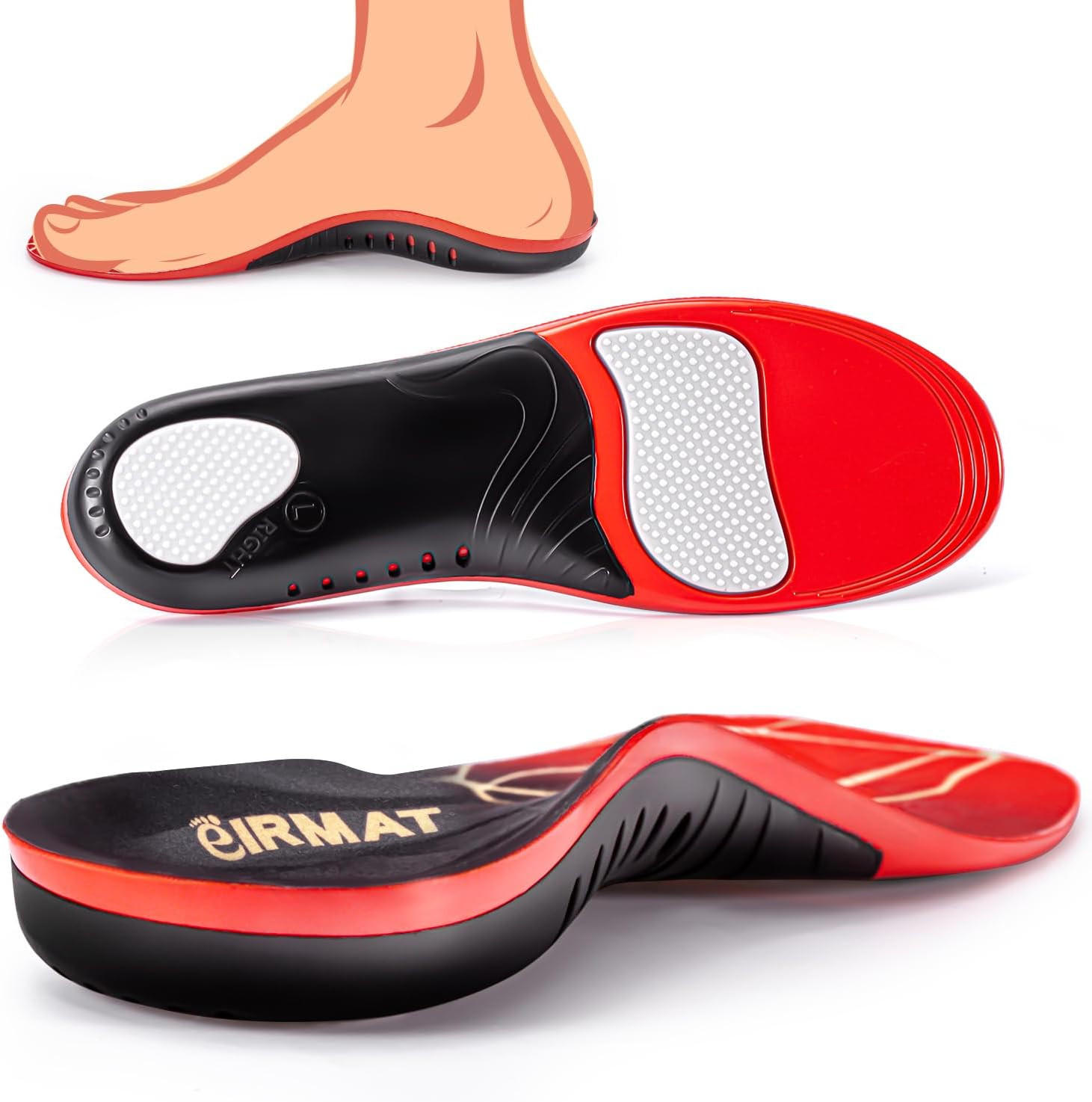 Plantar Fasciitis High Arch Support Insoles: Arch Support Inserts for Men - Work