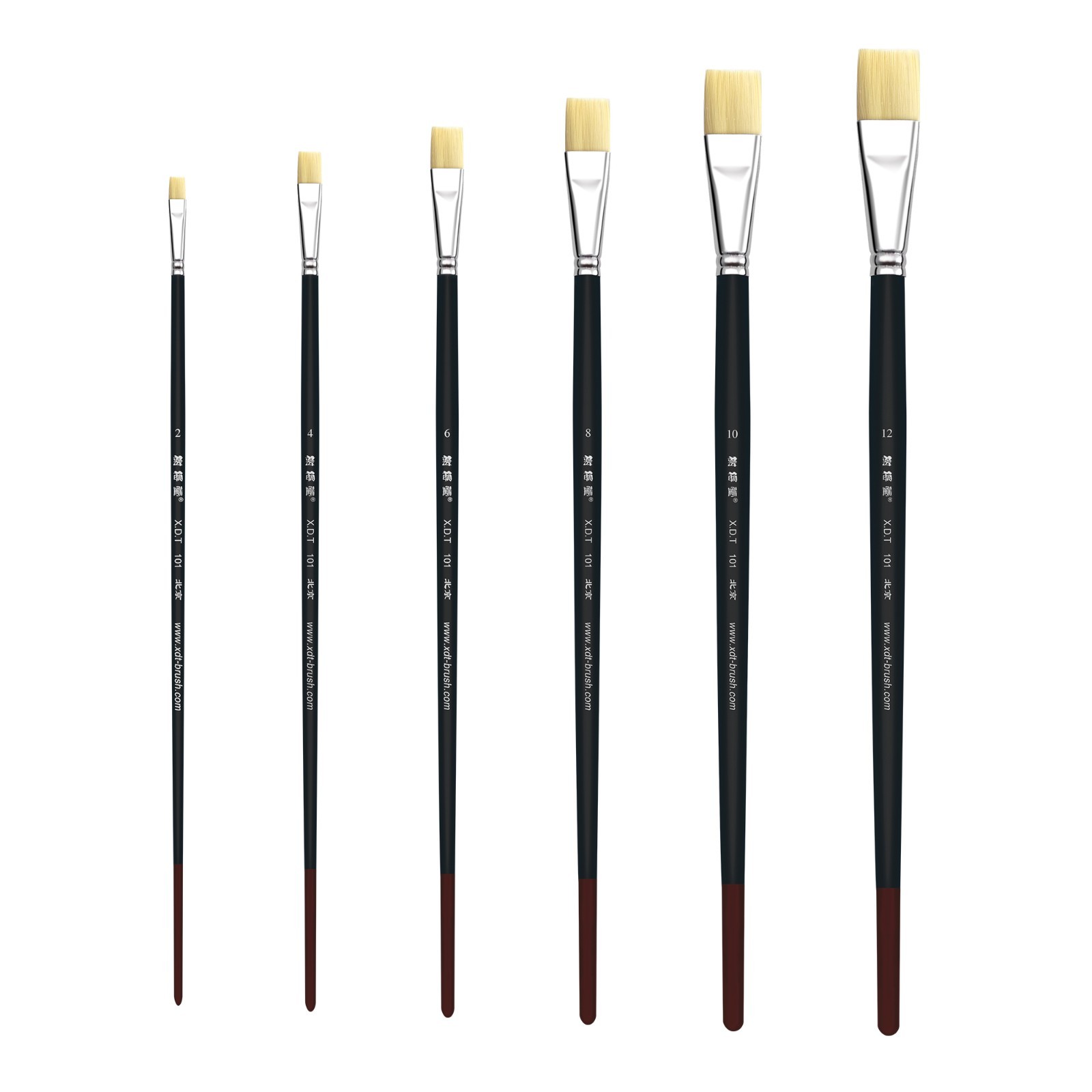 XDT#101 Flat Paint Brush 6 Piece Set #2#4#6#8#10#12 Nylon