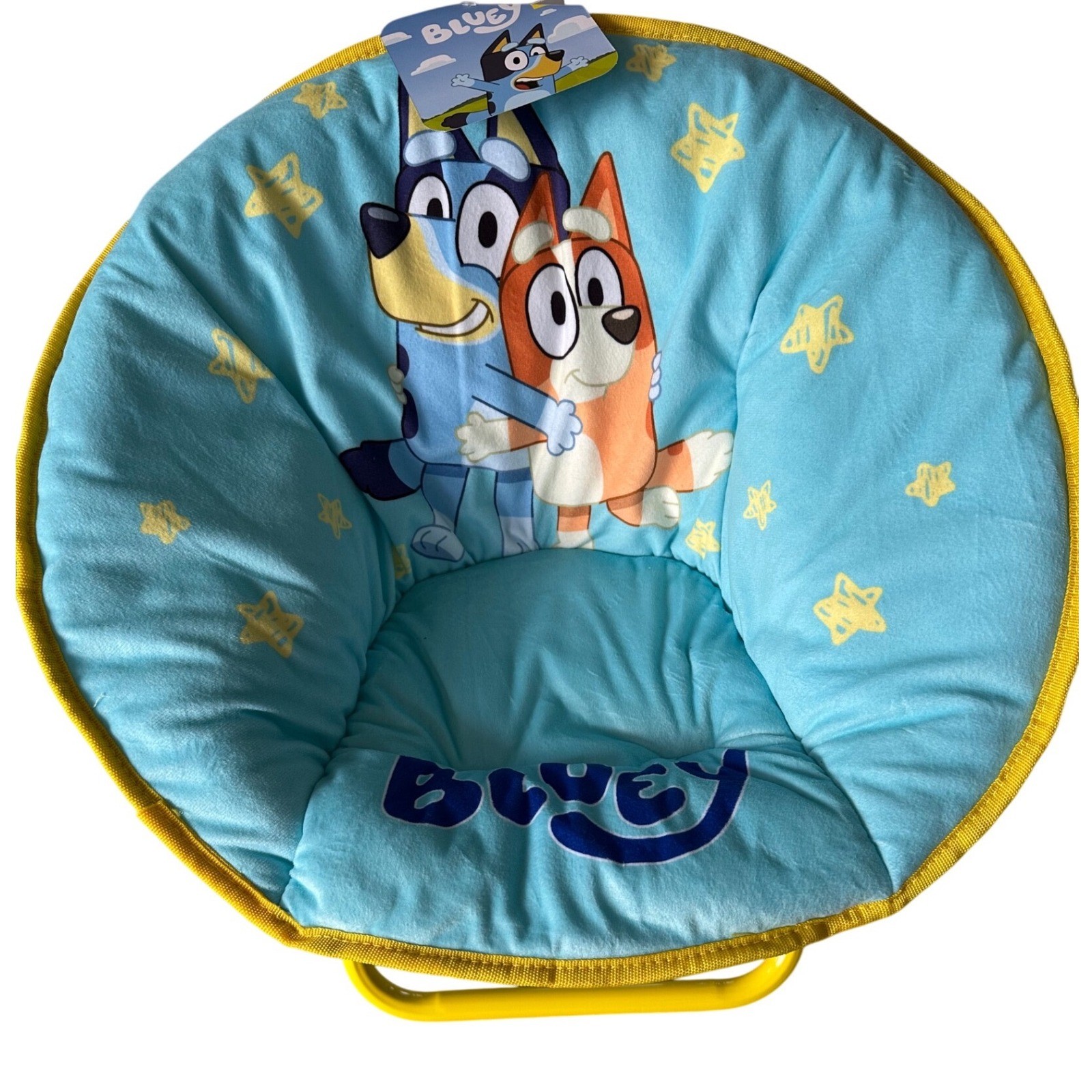 Bluey & Bingo Kids Saucer Chair Hugging Characters Folding Portable Safety Lock