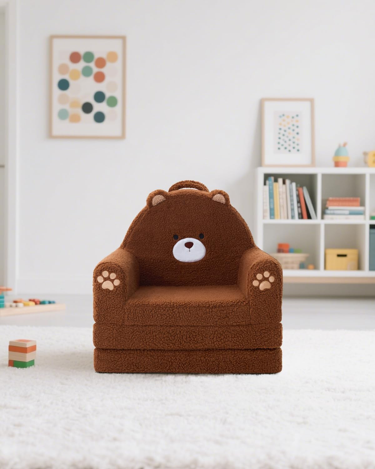 Cozy 2-in-1 Foldable Toddler Couch & Lounger, Soft Bear Design, Ages 1-3