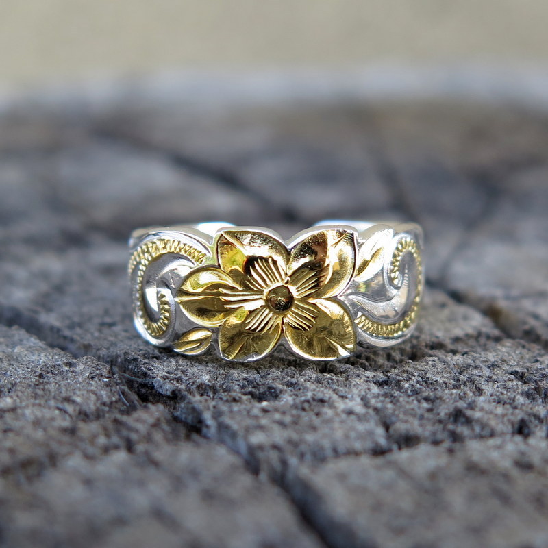 Hawaiian 925K Silver Scrolling Cut Out Toe Ring 7mm Yellow Gold Plated TR1065