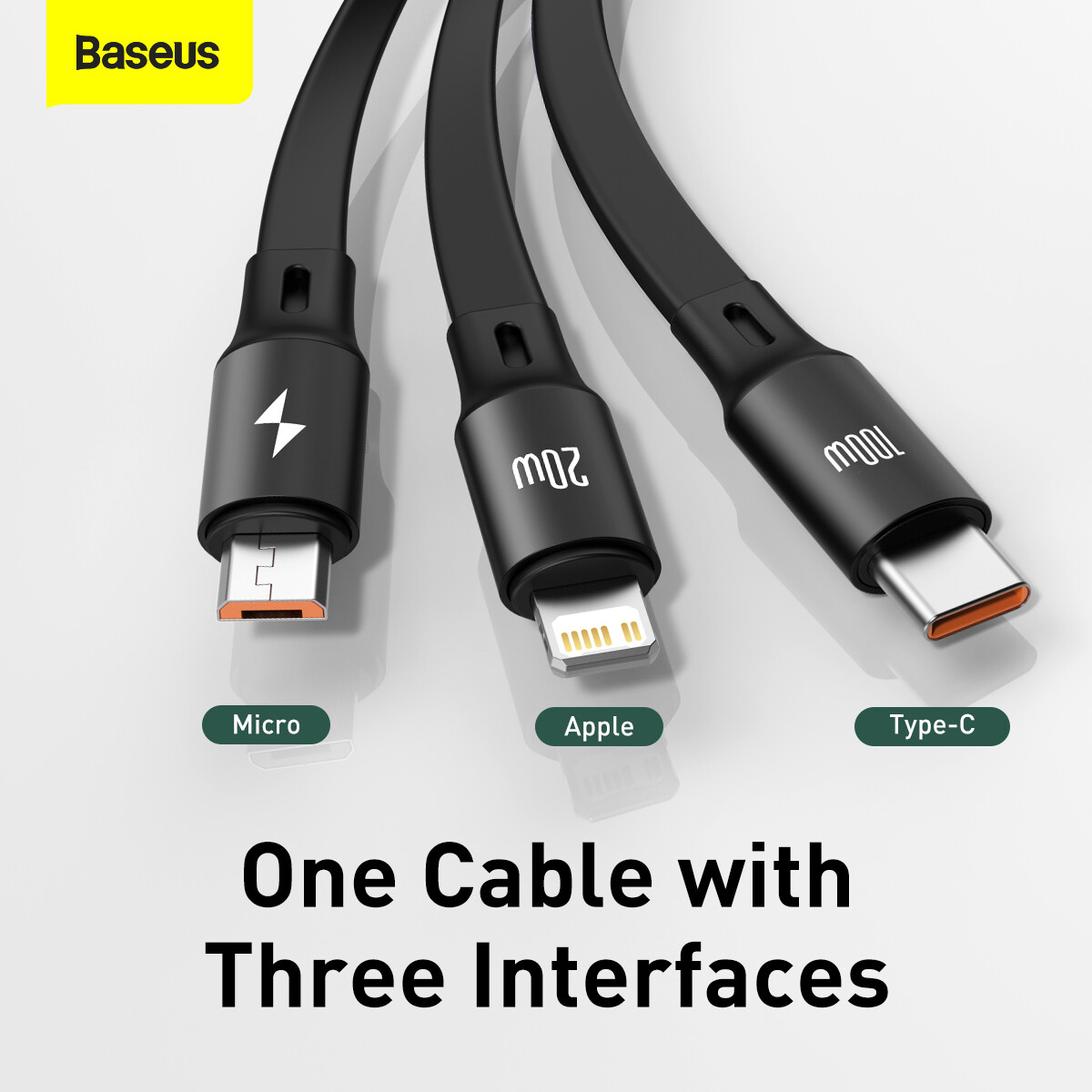 Baseus Retractable 3in1 USB-C Fast Charging Cable Line For iPhone Micro USB-C