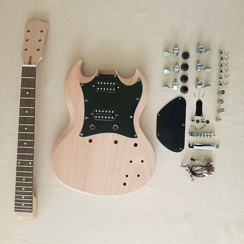 DIY Electric Guitar Kit Unfinished Rosewood FB Mahogany BD Abalone Dot Inlay