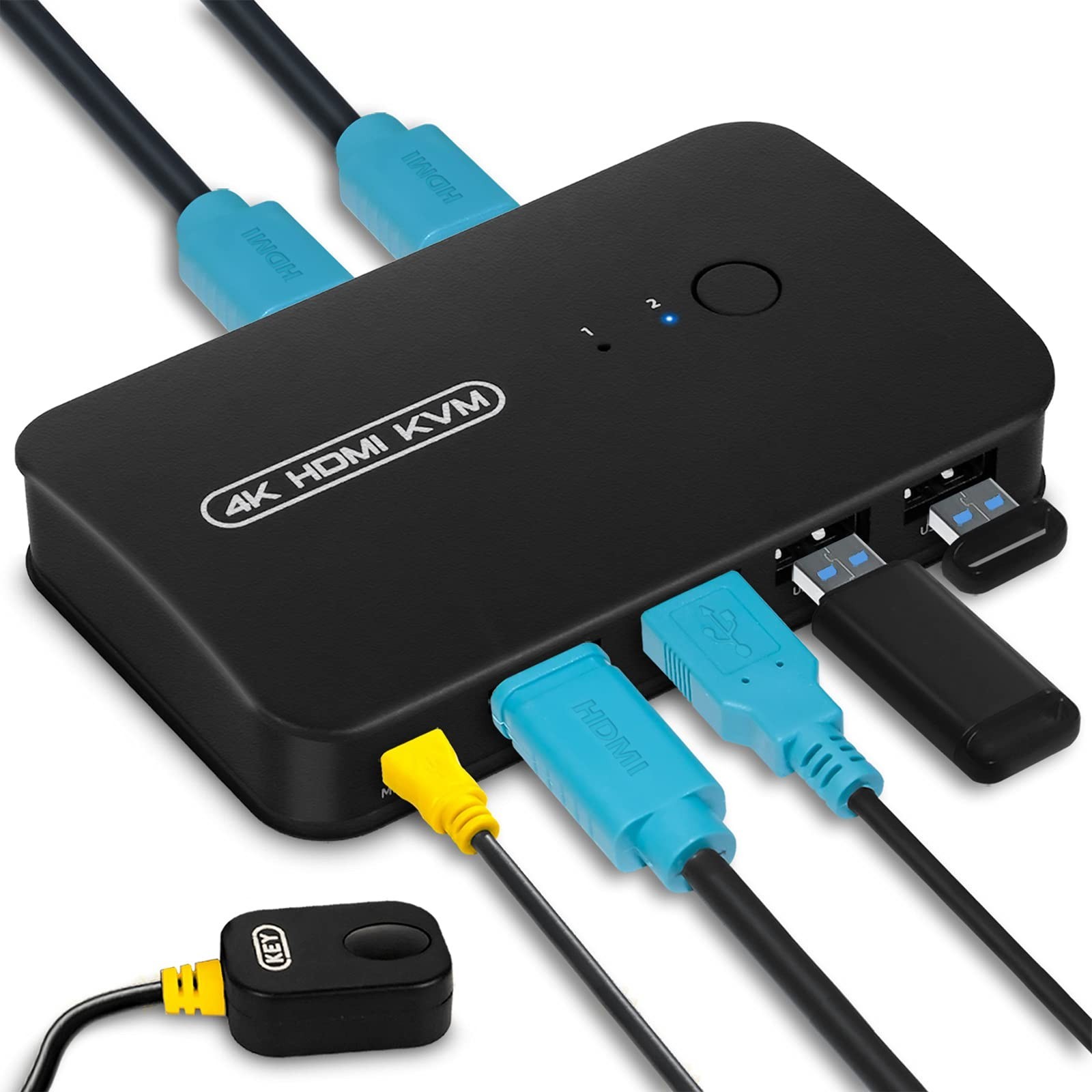 DGODRT HDMI USB KVM Switch 2 Port Selector Box for 2 Computers Share Keyboard...