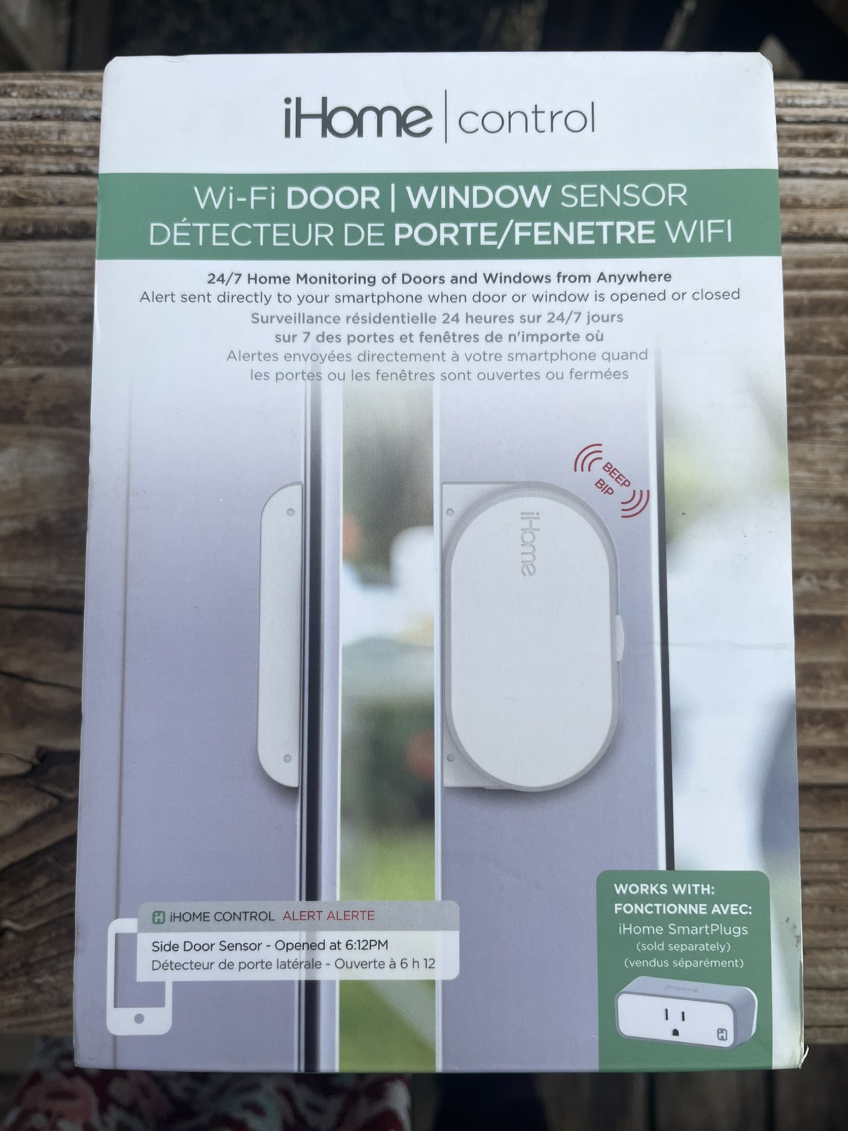 NEW iHome Control Wifi Door/Window Battery Powered Sensor White ISB04WC