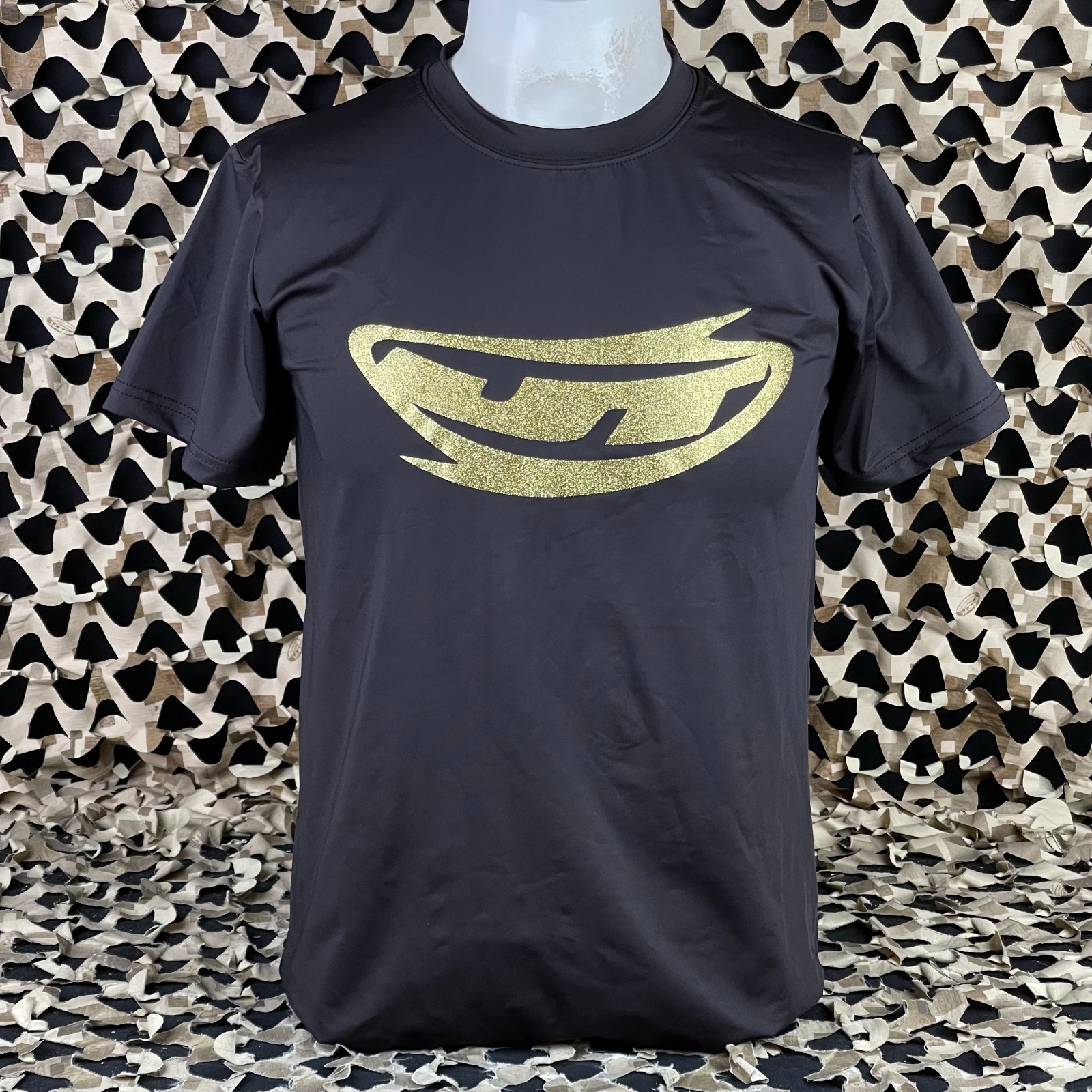 NEW JT Reflective Stretchy Soft T-Shirt - Black/Gold - Small