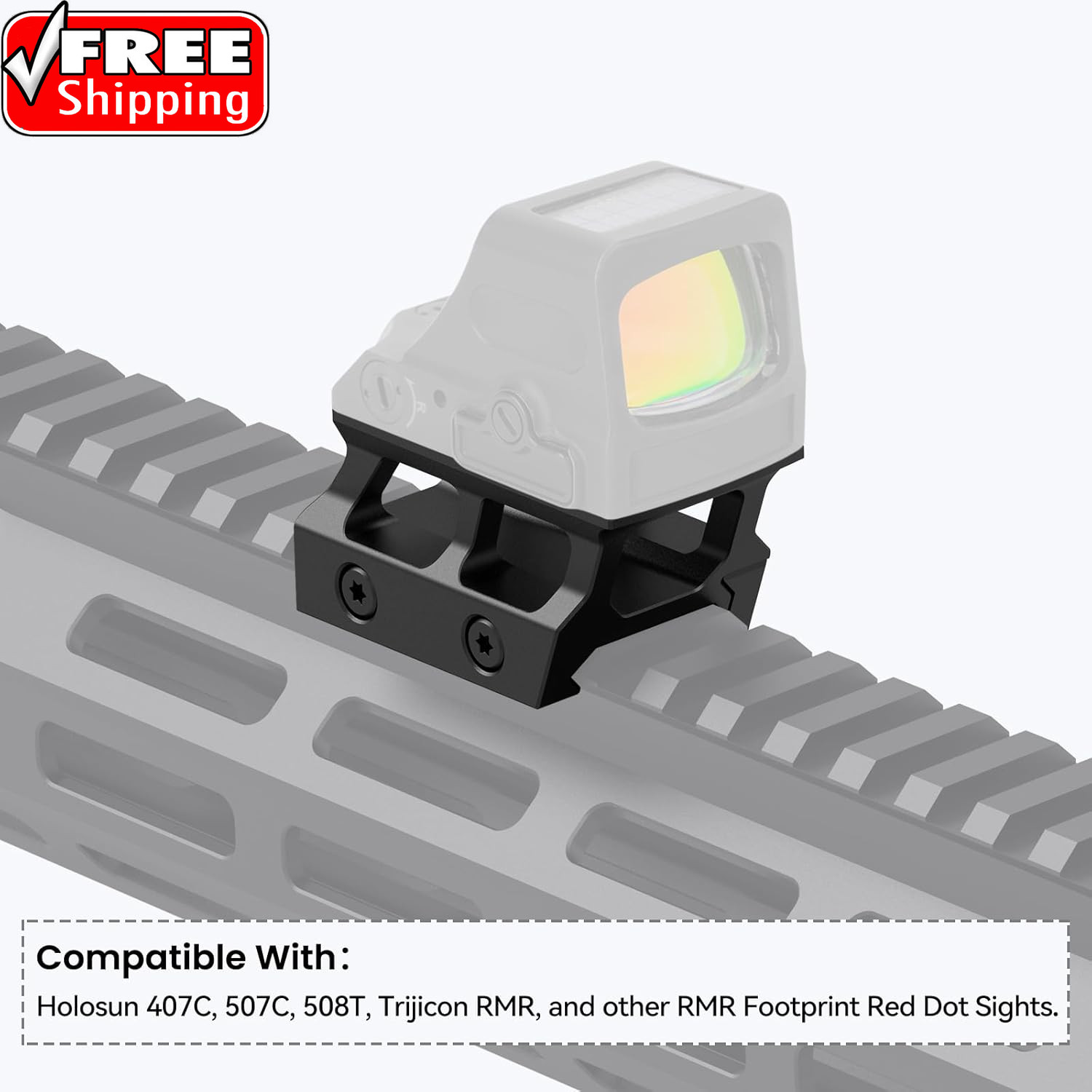 Red Dot Riser Mount 0.75" Picatinny Rail Riser Compatible with RMR Footprint Red