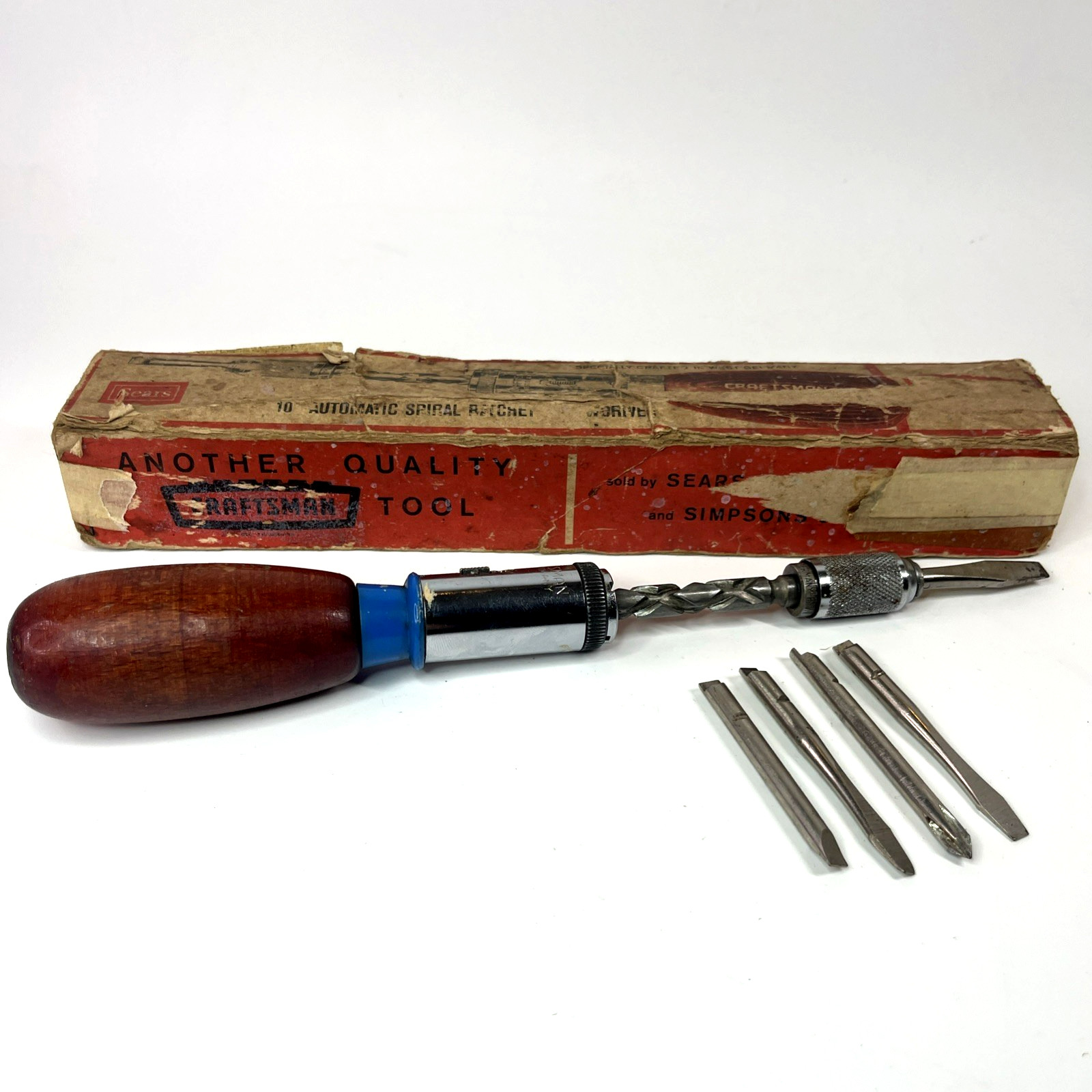 Vtg Sears Craftsman 10" Automatic Spiral Ratchet Screwdriver w/ Box West Germany