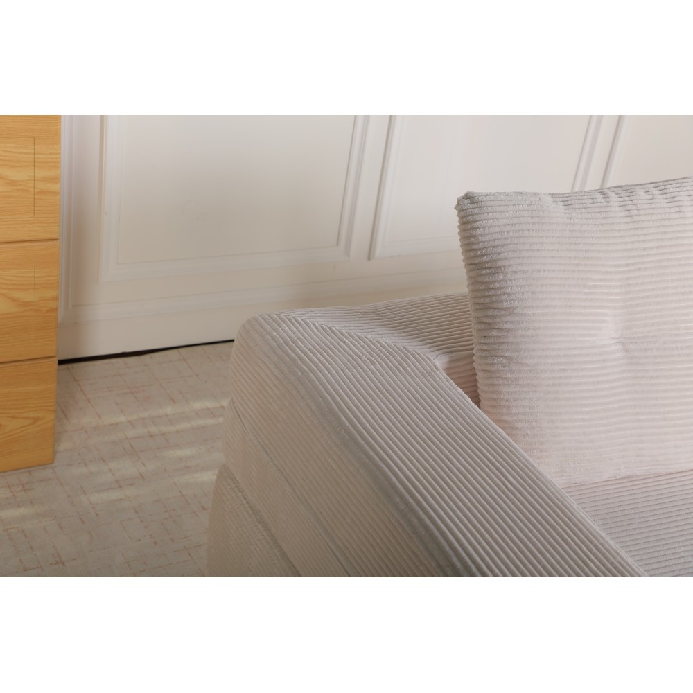 Compression Sofa Bed w/Pillow for Adult & Pets, Corduroy Fabric, Beige