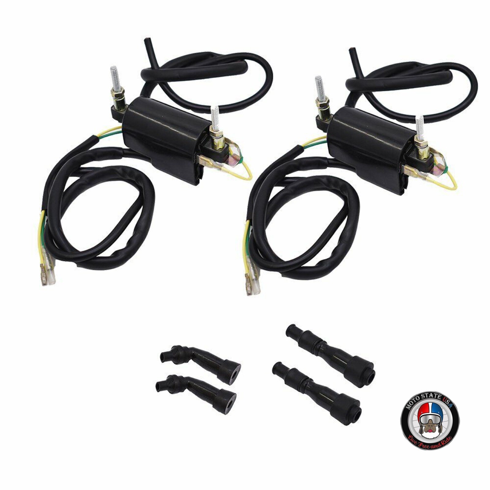 2x Ignition Coil Spark Plug Boot Caps For Kawasaki 550 LTD KZ550 (1980-1984)