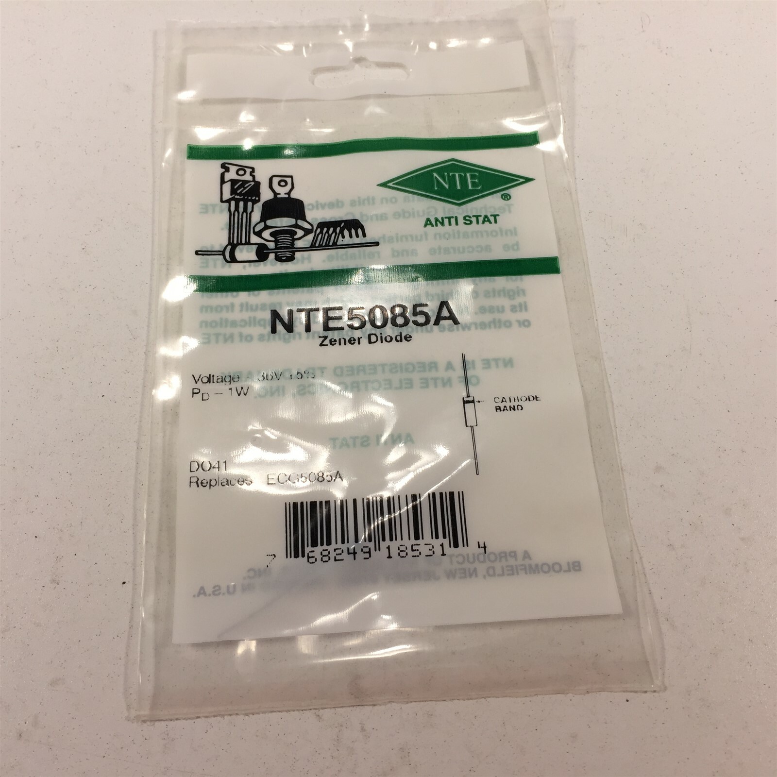 (4) NTE5085A Zener Diode, 1 Watt - Lot of 4