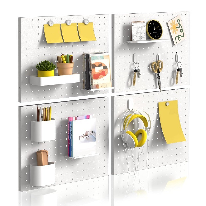 4PCS 15.7'' x 11.8'' Wall Control Pegboard for Gaming Room Garage Home Entryway