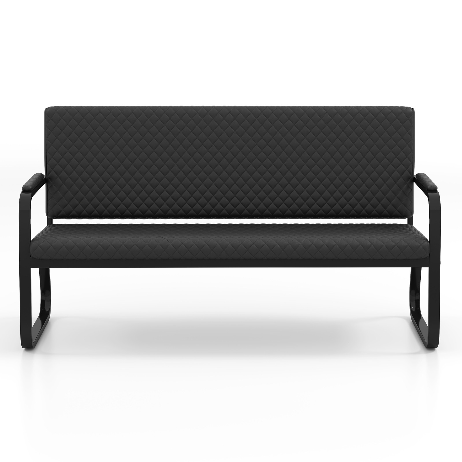 Black Waiting Chair Guest Reception Seating Bench Barbershop Beauty Salon Office