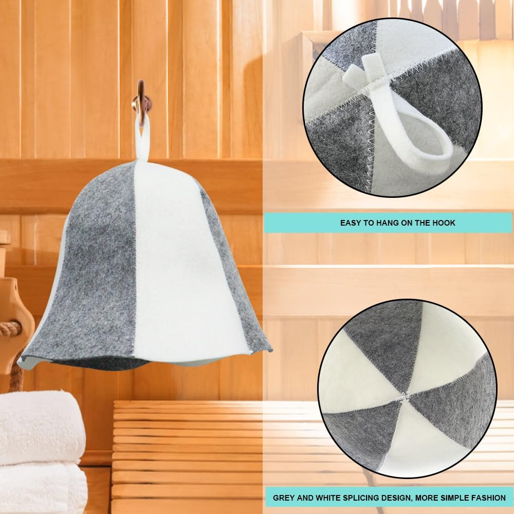 2 Pack Sauna Hat Wool Felt Banya Cap Heat Protection Spa Bath Unisex