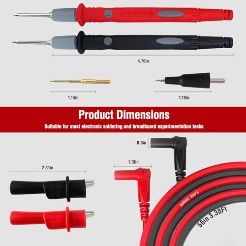 Professional Multimeter Test Leads Kit,Extra-Long Silicone Meter Leads 1000V 20A