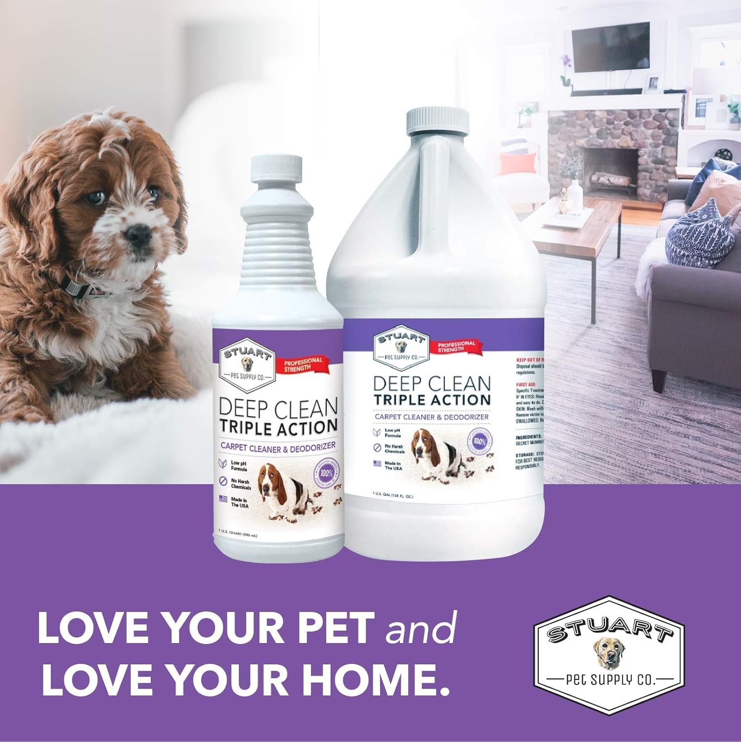 Professional Strength Deep Clean Gal. 3X Carpet Cleaner Solution & Deodorizer...