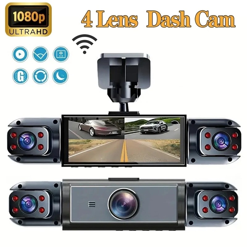 Dash Cam 4 Channel 360° Front Rear Inside Dash Cam FHD 1080P Car Camera WIFI NEW