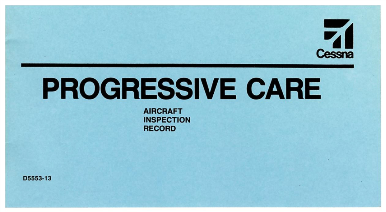 New Cessna Progressive Care Aircraft Inspection Record p/n D5553-13