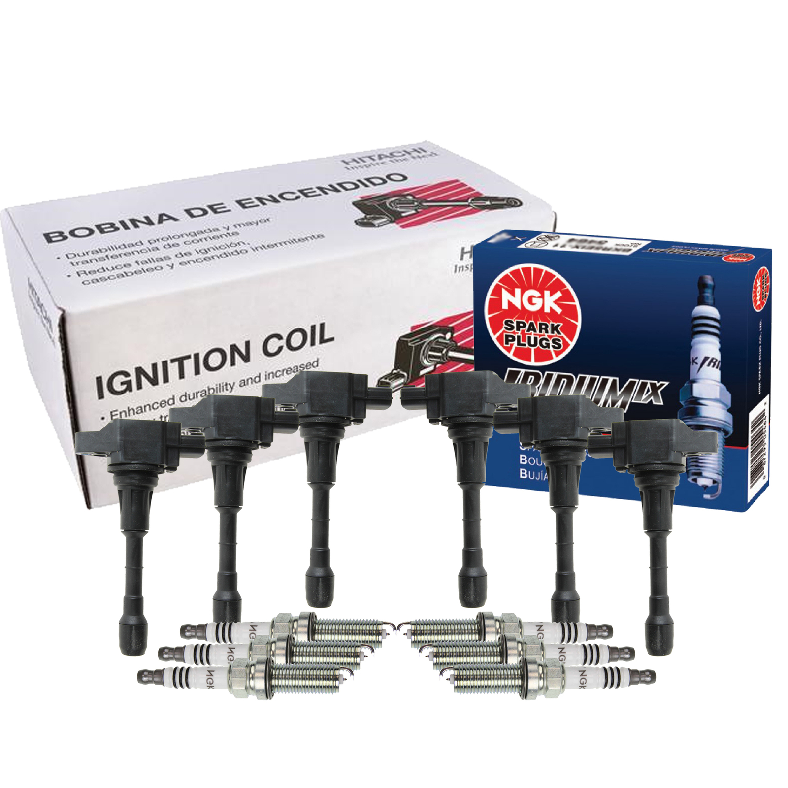 Hitachi 6 Ignition Coils NGK 6 Iridium IX Spark Plugs Kit For Infiniti Nissan V6