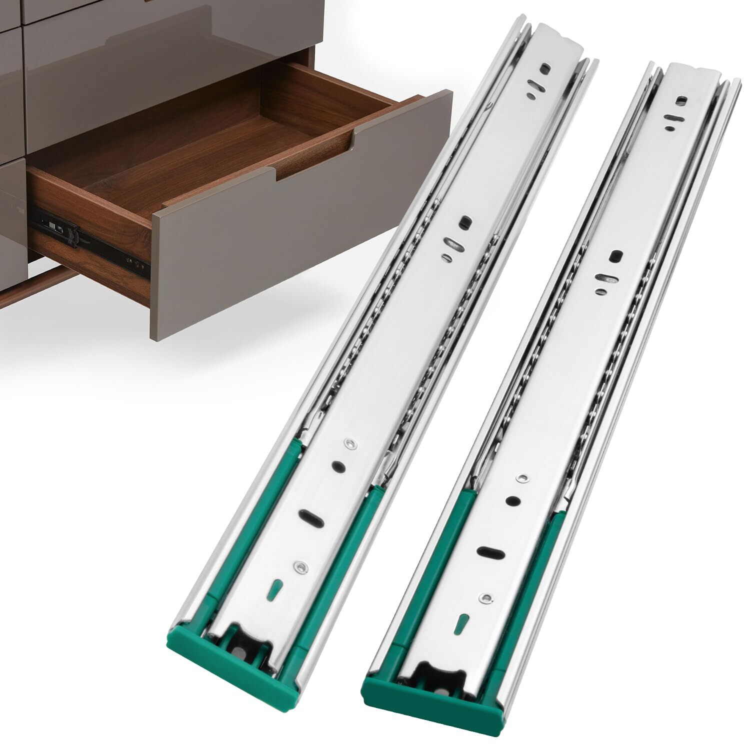 5 Pairs Soft Close Drawer Slides 16 Inch Heavy Duty Side Mount Dresser Cabinet R