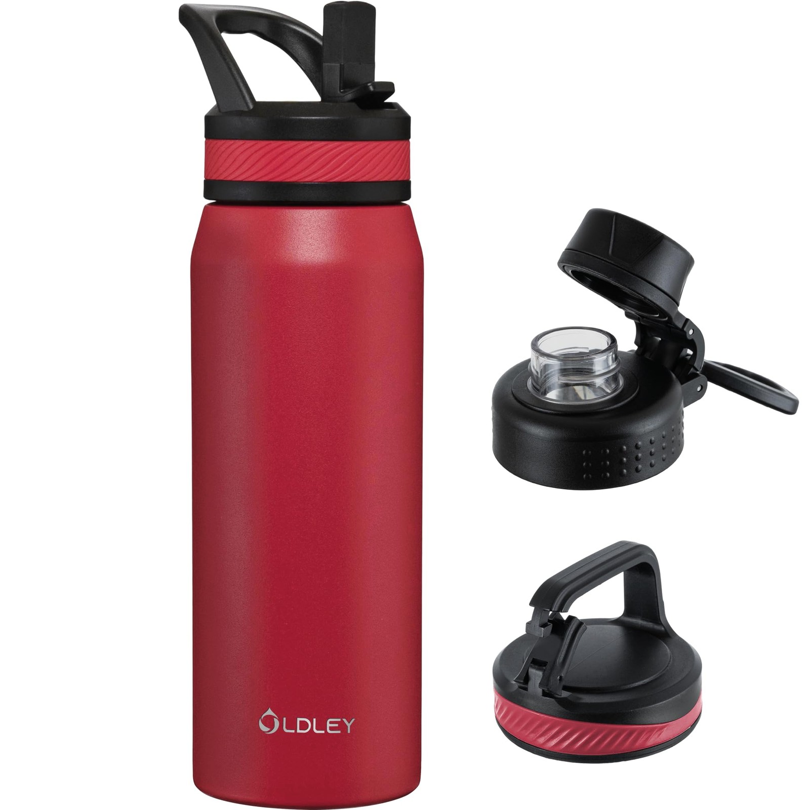 OLDLEY 24 oz Insulated Water Bottle With Straw, Stainless Steel Sports Water ...