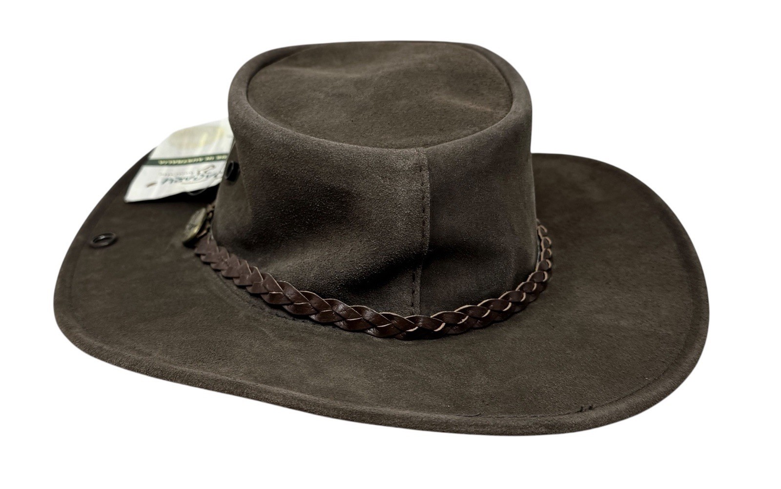 Jacaru Wallaroo 1007 Brown Suede Australian Outback Hat Size Large (L) 7 1/2