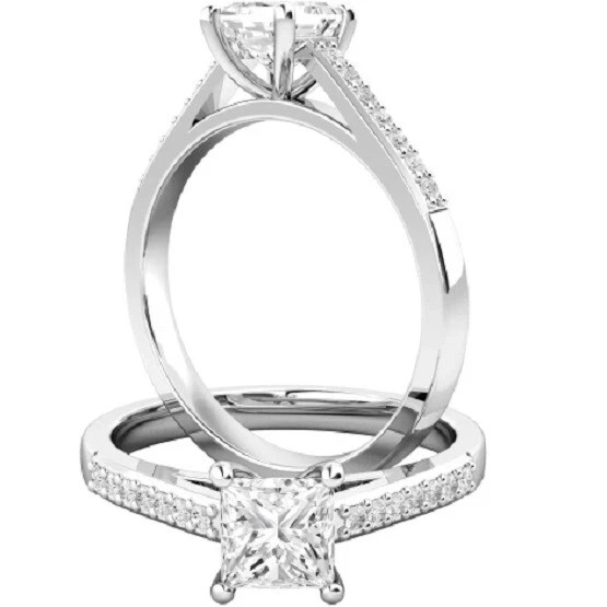 1.60 Ct Princess Cut Lab-Created VVS1 Diamond Wedding Ring 14K White Gold Plated