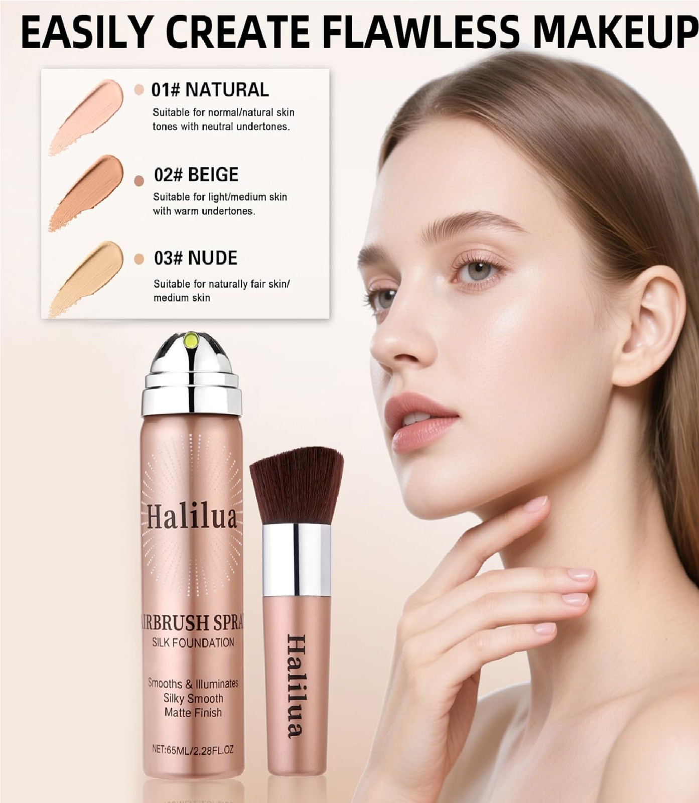Airbrush Foundation Spray with Brush - Full Coverage Magic Minerals Airbrush Fou