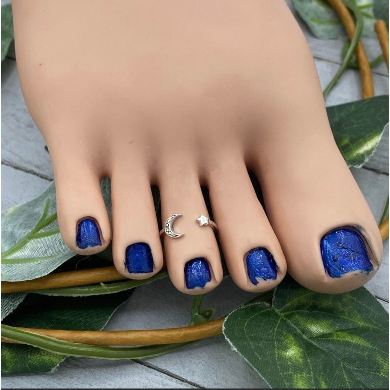 Sterling Silver Crescent Moon And Star Toe Ring