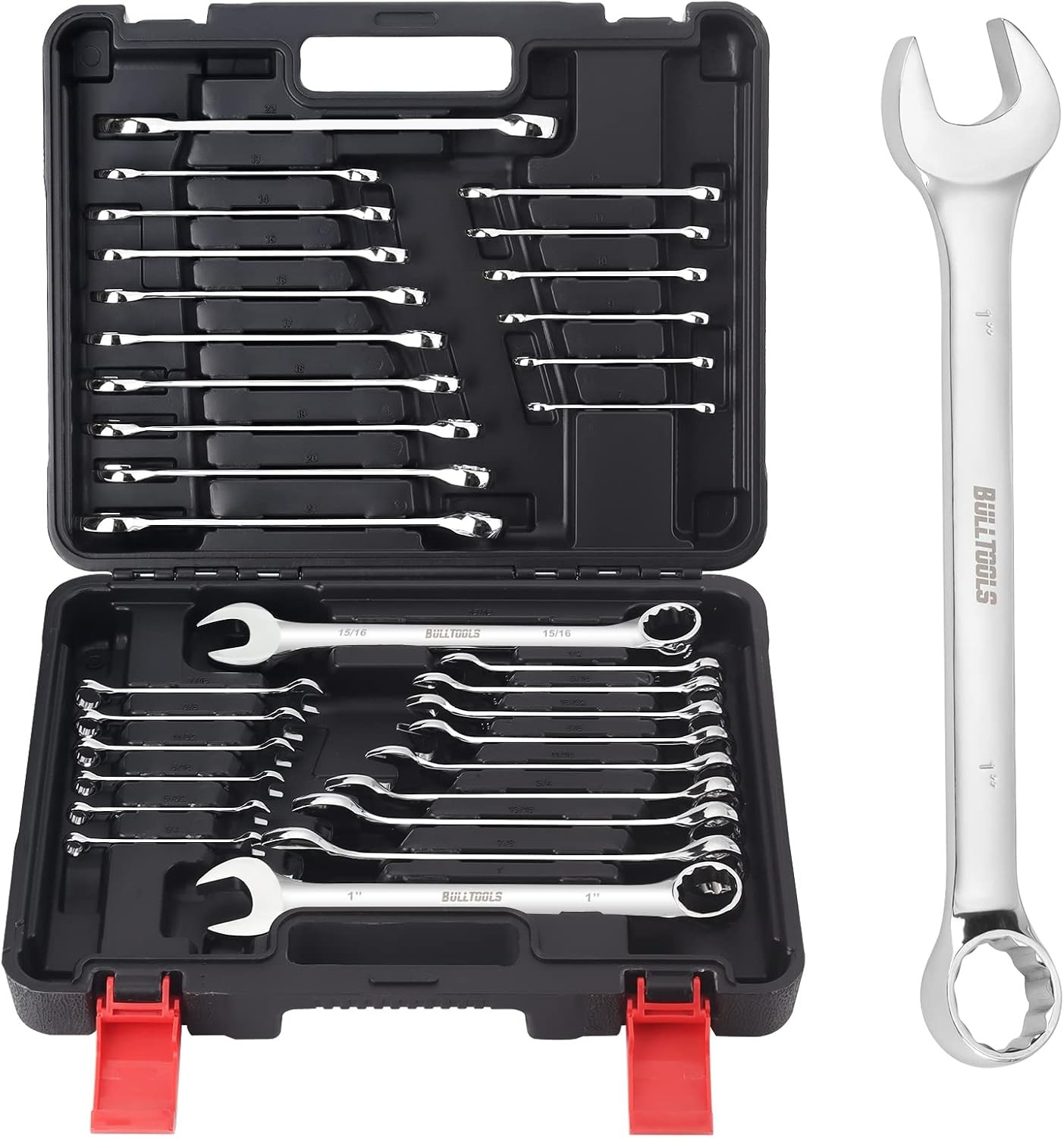 BULLTOOLS 32 Piece SAE Metric Combination Wrench Set with Case