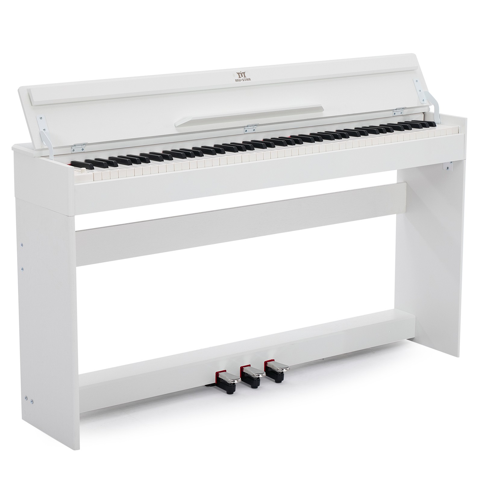 White 88Keys Upright Fully Weighted Digital Piano Keyboards 3-Pedal for Beginner