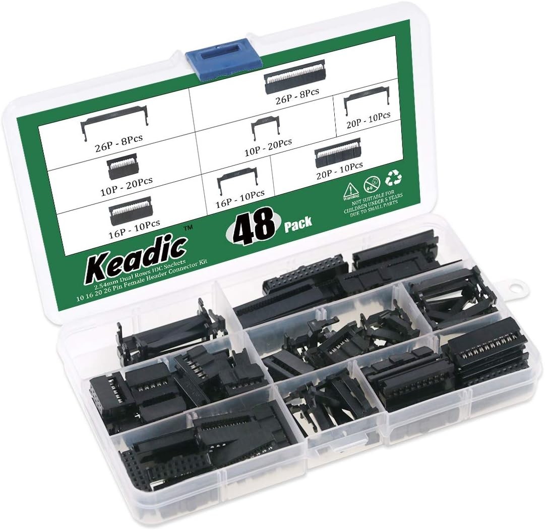 49-Piece IDC Cable Connector Set with Crimp Tool for Flat Ribbon Cables