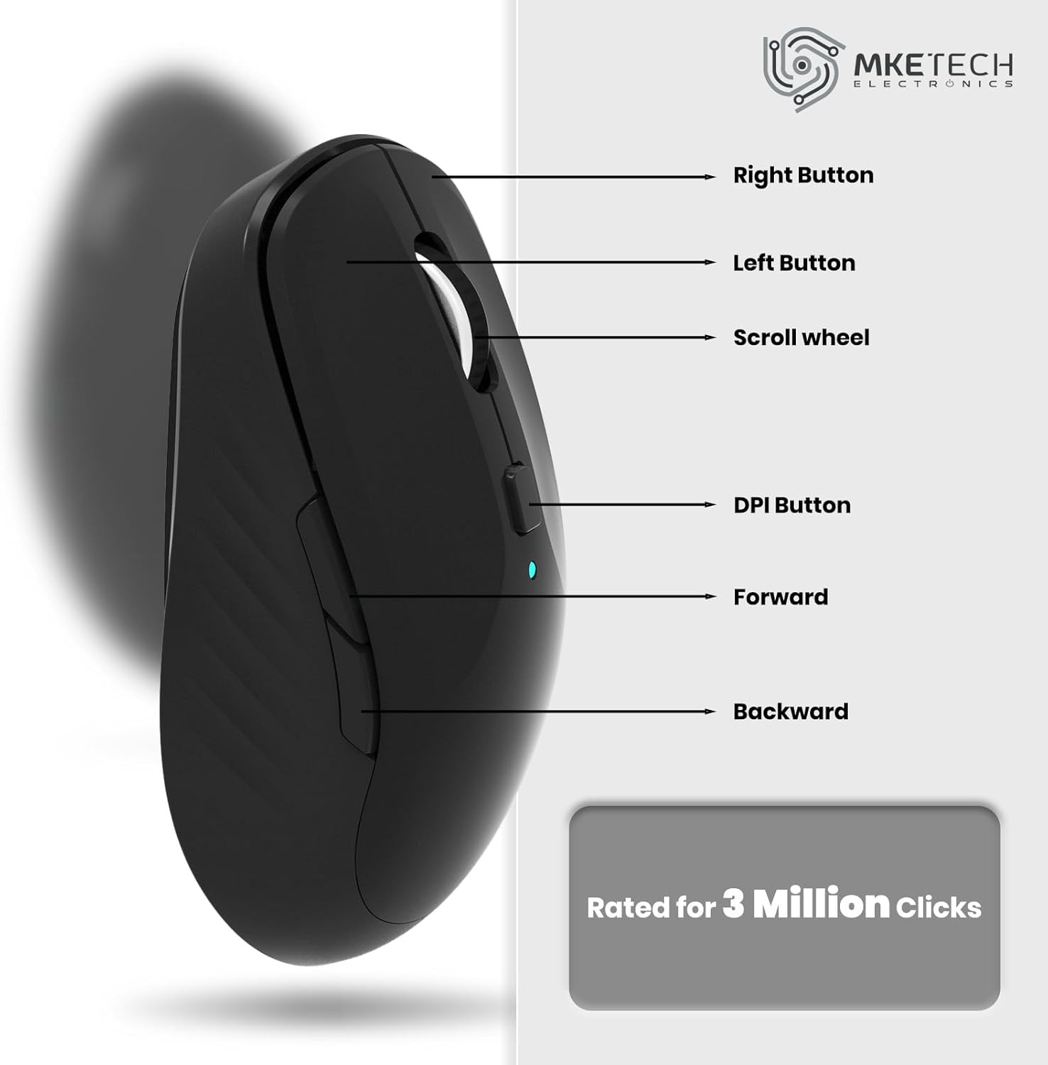 Wireless Computer Mouse - Full-Size 2.4G USB Receiver Mouse, 6 Buttons with B...
