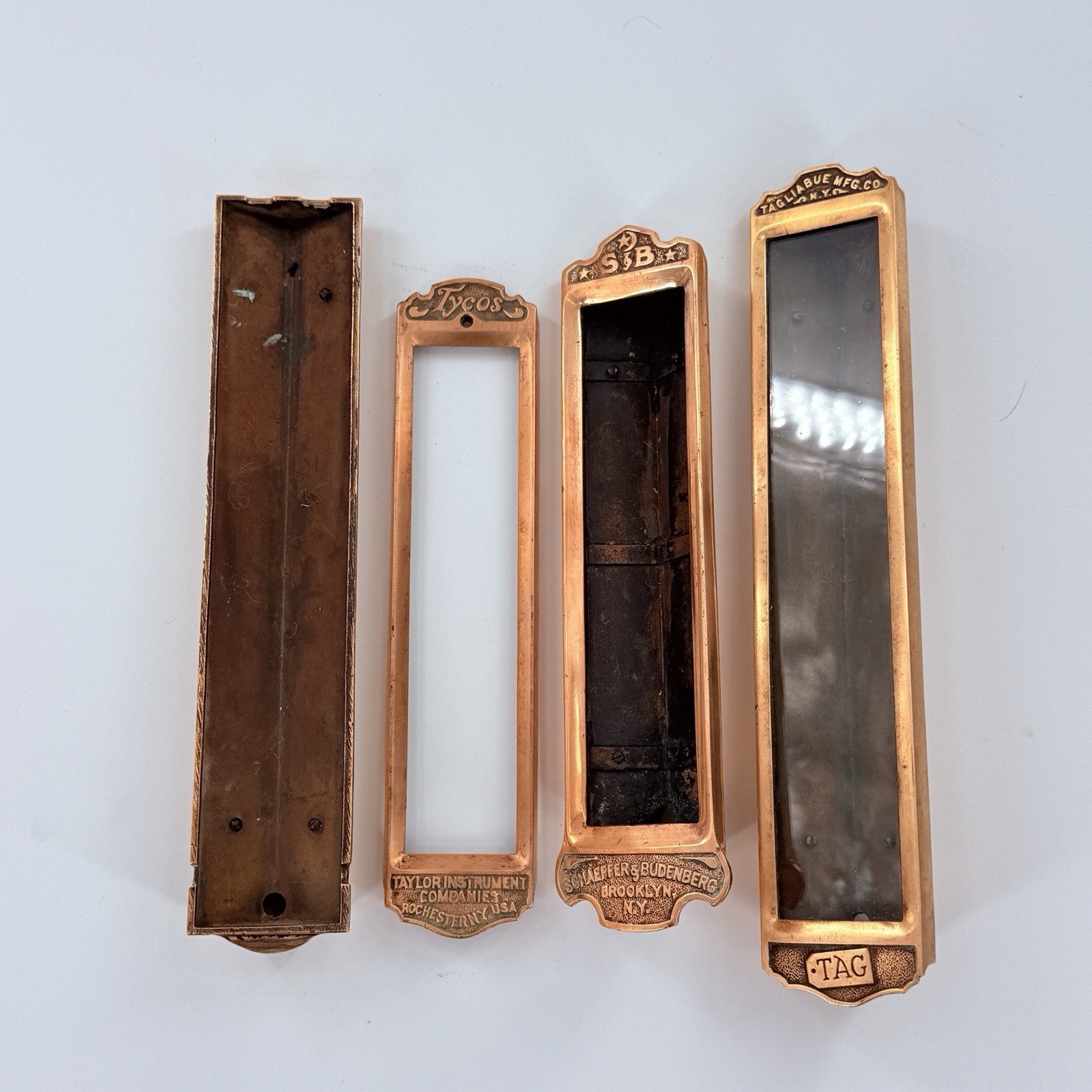 Lot Of 3 Antique Brass Boiler Thermometer Housings  Tycos Tagliabue Budenberg