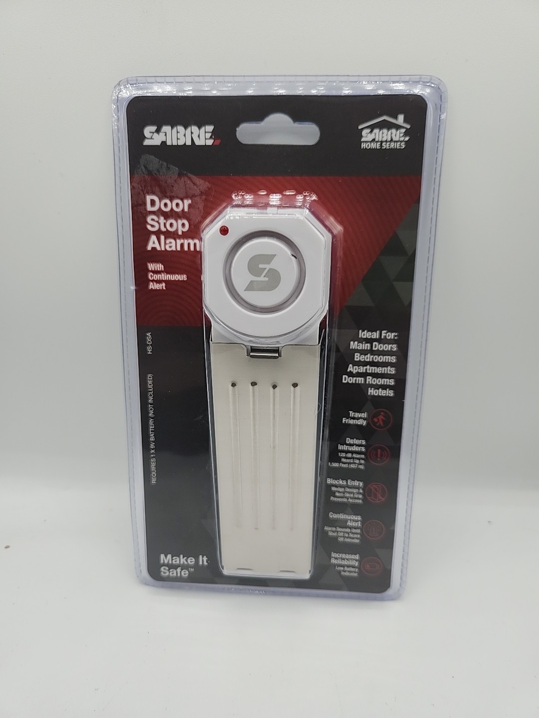 Sabre HS-DSA Plastic Wedge Door Stop Security Alarm 120 db with Siren