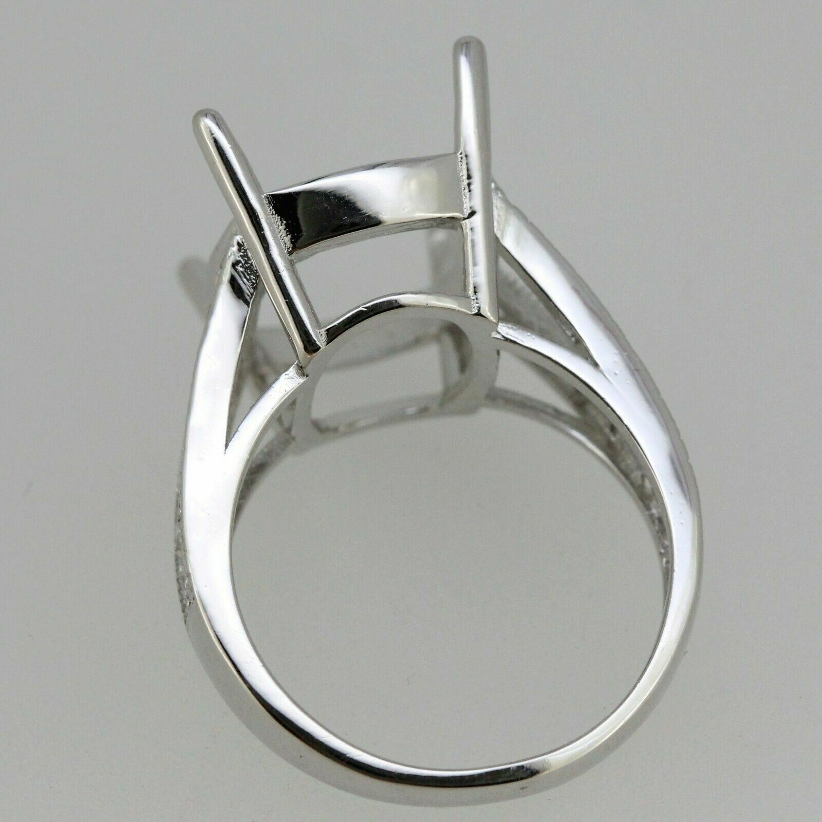 Sterling Silver Semi Mount Ring Setting Cushion 17x13mm Split Shank