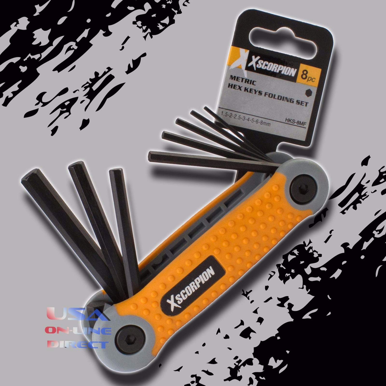 8pc High Quality Folding Hex Key Metric Key Fold-up Steel Allen Wrench Set USA