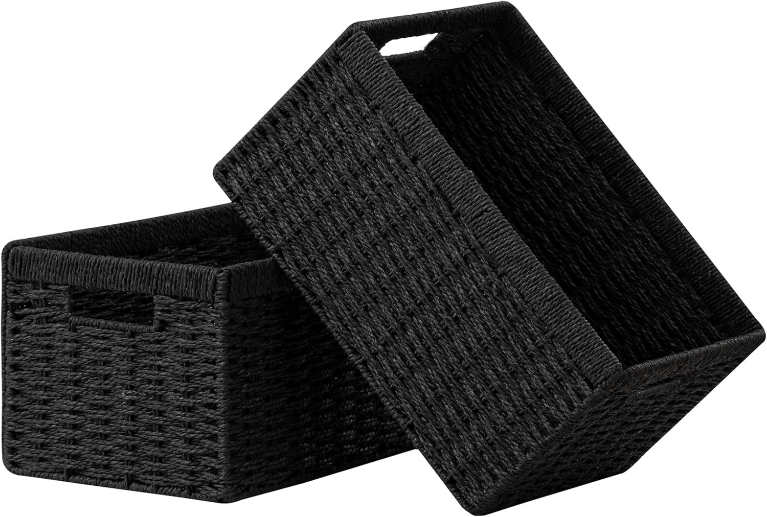 2 Pack Wicker Basket 13.4L×8.3H×7.1W inch Woven Paper Rope Storage Baskets
