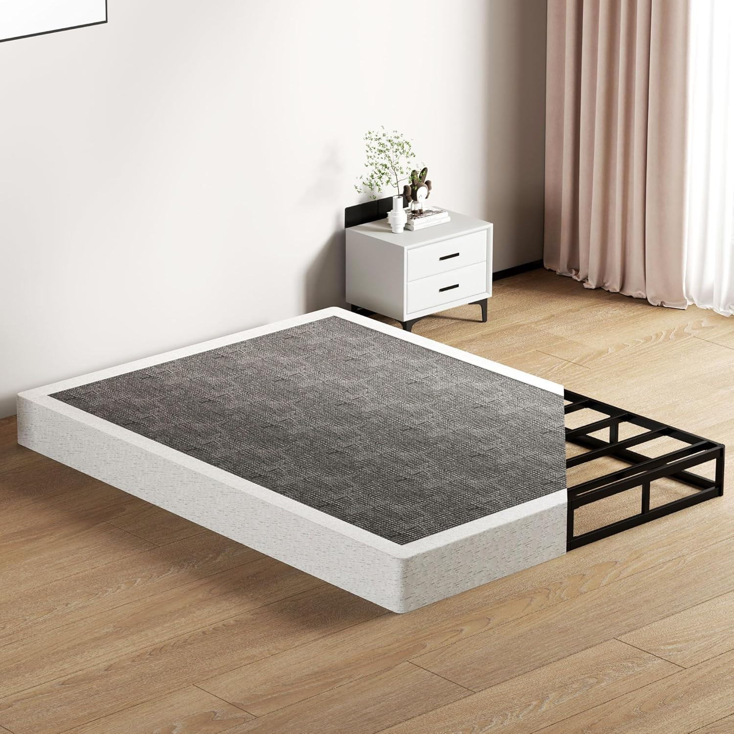 7 Inch Queen Box Spring - Metal Frame Mattress Foundation Memory Foam Basics Bed