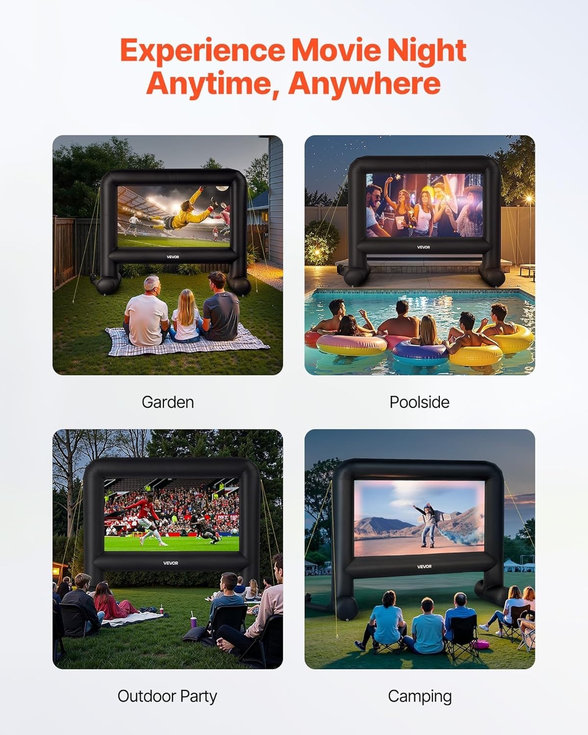 16FT Inflatable Outdoor Movie Screen Projector Screen with Bag - Easy Setup