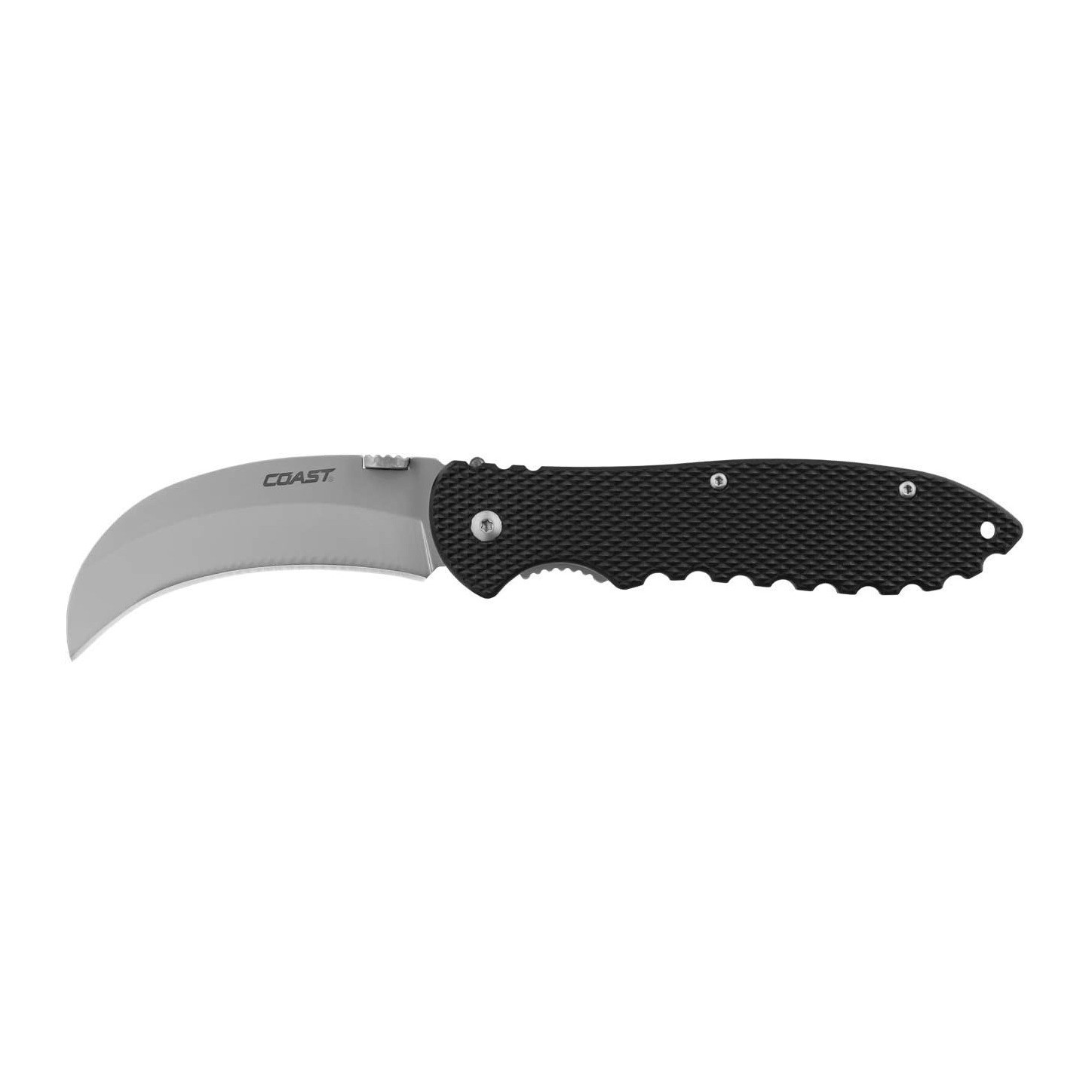 COAST DX300 Double Lock Folding Knife with 3" Hooked Stainless Steel Blade