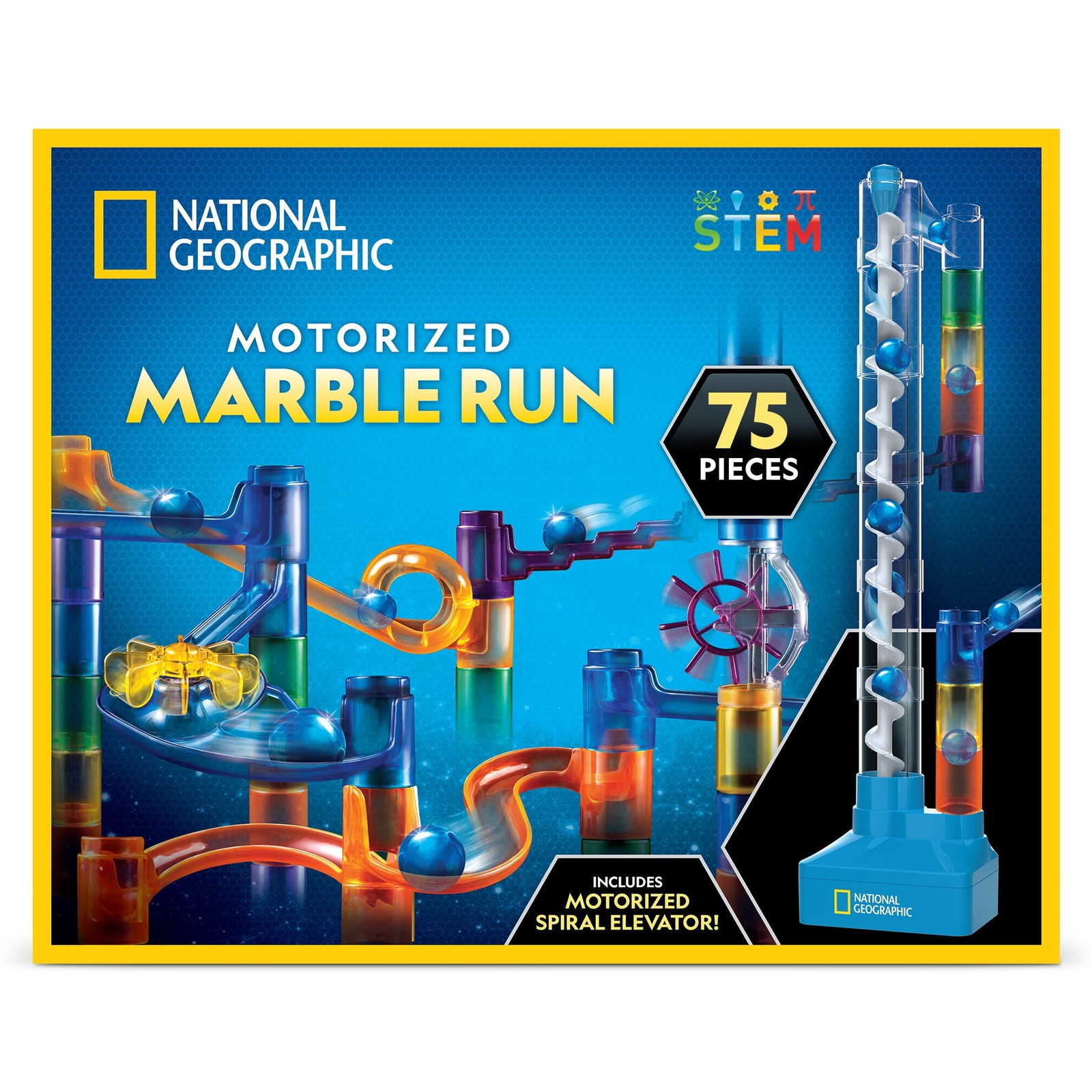 National Geographic 75-Piece Motorized Marble Run Kit for Child 8 Years and up
