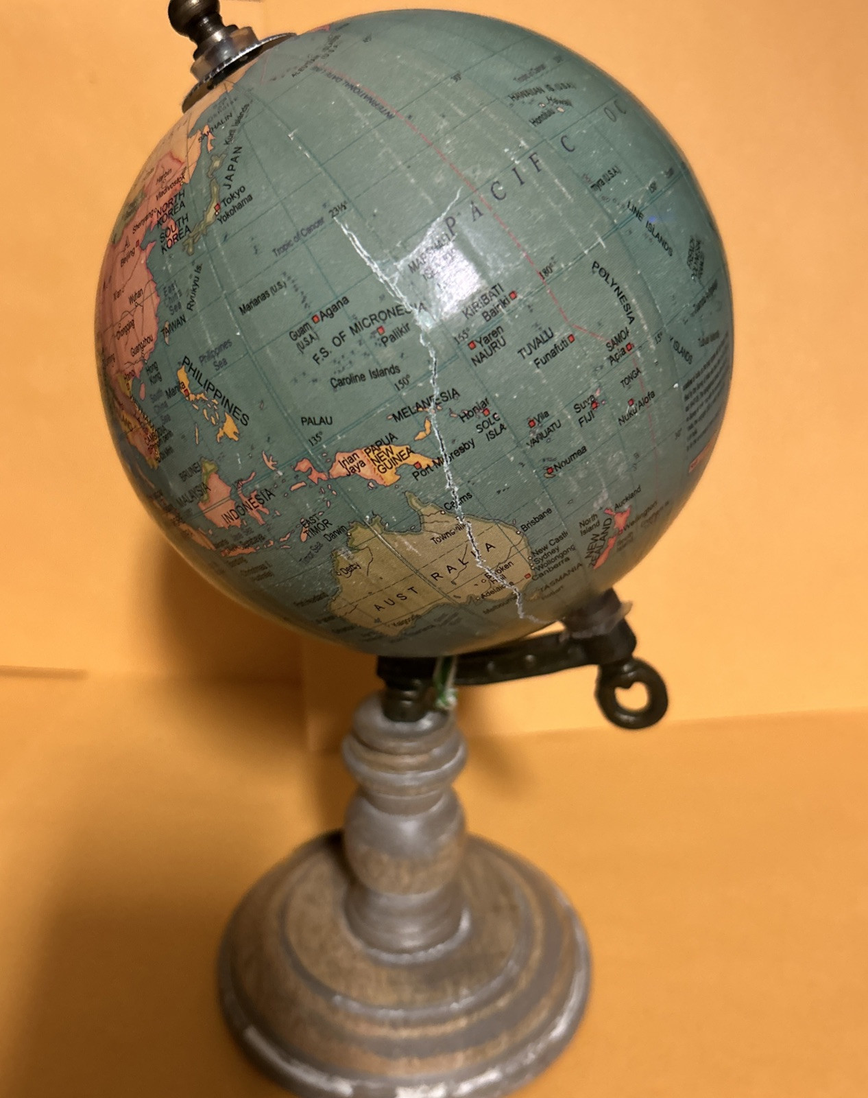 Table Top World Globe Brown Decorative Desk Decor Tabletop Display Small 6 Inch