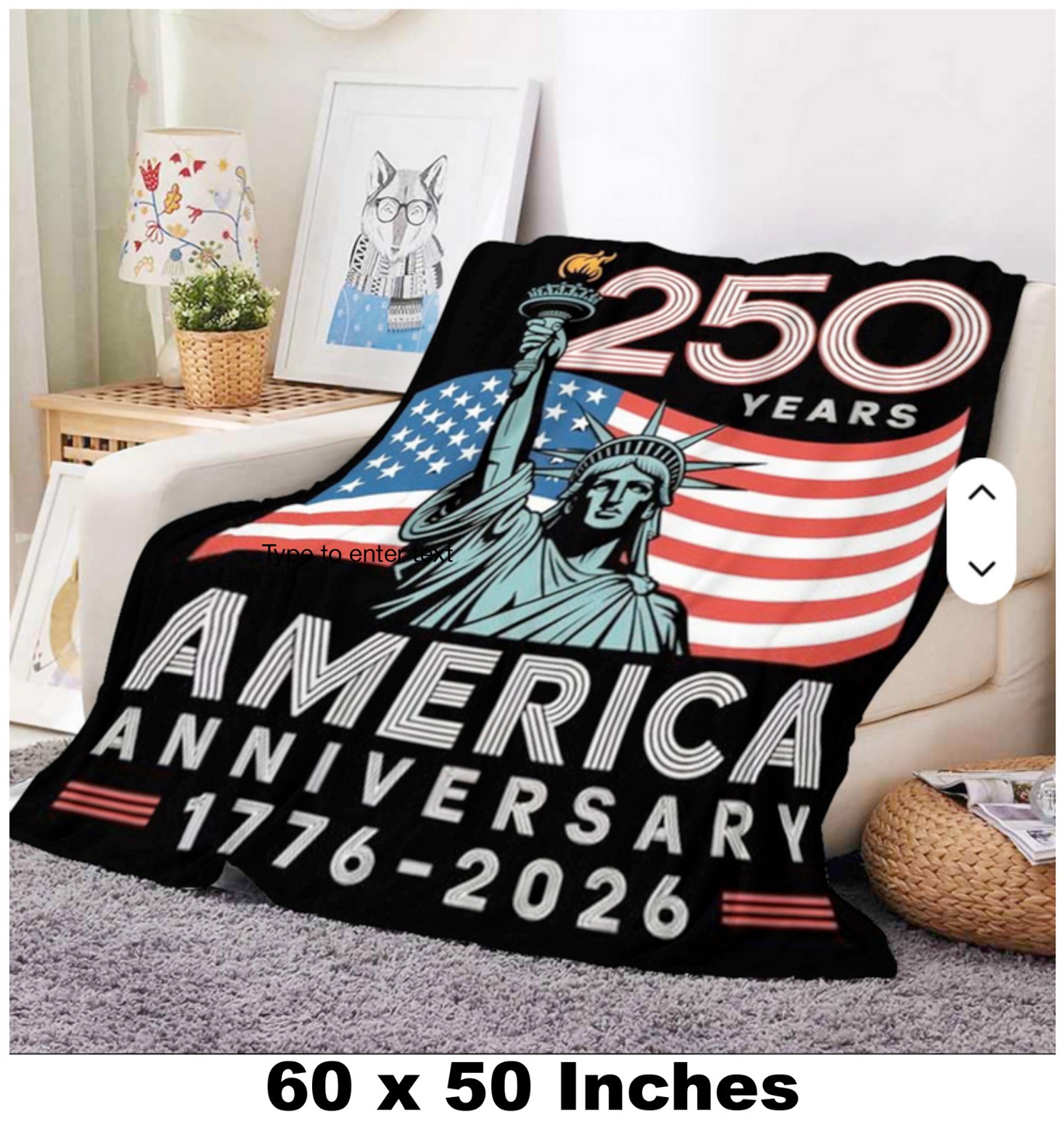 USA 250 Anniversary Eagle 1776-2026 Design 3D All Over Print Blanket