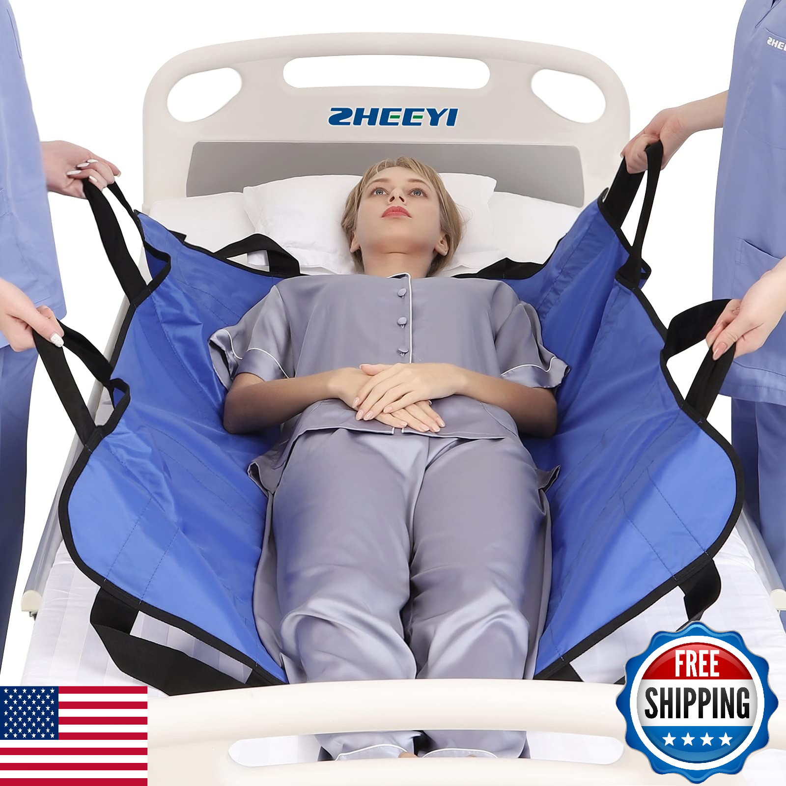 ZHEEYI Positioning Bed Pad with Reinforced Handles 43x36 Patient Transfer Sheet